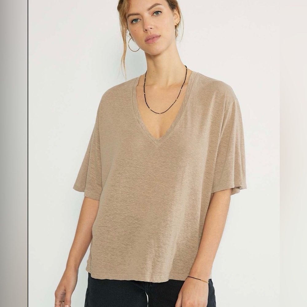 Etica Taupe Short Sleeve V-Neck Tee
